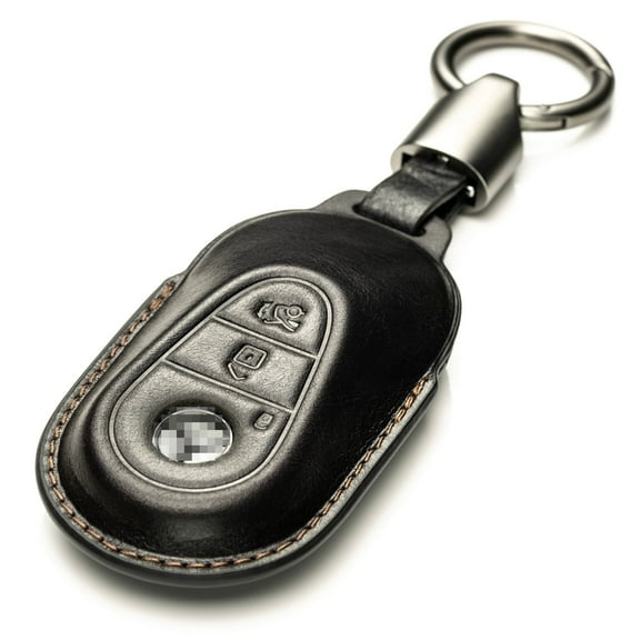 Vitodeco Superior Leather Key Fob Case Compatible for Mercedes-Benz C-Class, S-Class, GLC, EQB SUV, EQS Sedan, EQS SUV, EQE Sedan, EQE SUV (3-Button, Black)