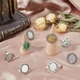 thumbnail image 4 of 16 piezas de 8 estilos de base de anillo ajustable en blanco, bisel de plata, bandejas de sol ovaladas con flores, configuraciones, componentes de anillos de dedo de aleación vintage, accesorios, 4 of 6