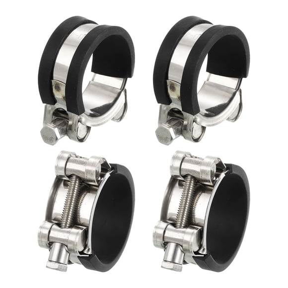 Unique Bargains T-Bolt Hose Clamp 4Pack 40-43mm Rubber Cushion Metal Intake Intercooler Clamps