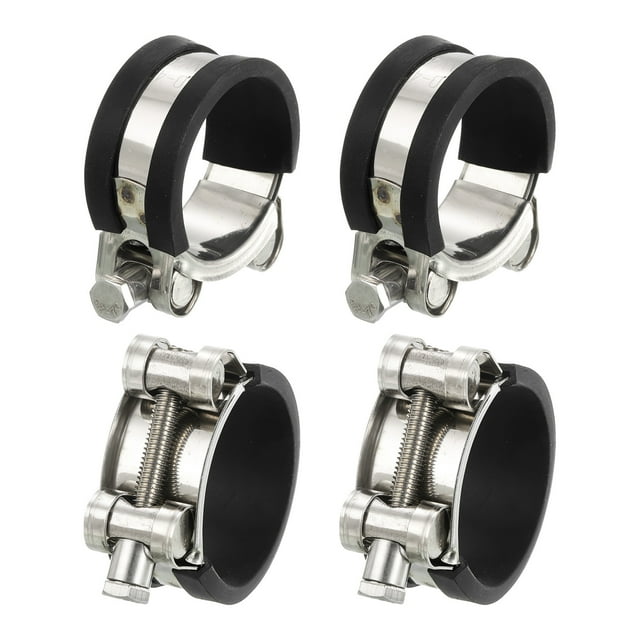 Unique Bargains T-Bolt Hose Clamp 4Pack 40-43mm Rubber Cushion Metal Intake Intercooler Clamps