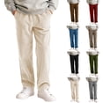 thumbnail image 4 of YOUYEDIAN Vintage Corduroy Pants Boys Casual Elastic High Waisted Straight Leg Pull On Trousers Loose Comfy Slacks with Pockets (Coffee, 11-12 Years), 4 of 4