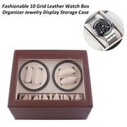Fashionable 10 Grid Leather Watch Box Organizer Jewelry Display Storage Case