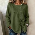 thumbnail image 2 of Klisyaur Womens Crew Neck Shirts Side Button Up Long Sleeve Tunic Tops Casual Loose Comfy Fall Winter Blouses, 2 of 8