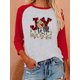 thumbnail image 4 of Qarigey Blusas de manga tres cuartos Mujer Impreso 3/4 Camiseta de algodón con manga Casual Blusa diaria Tops, Negro, M Prendas para la parte del cuerpo Rojo S Qarigey AP003797-06, 4 of 6