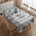 thumbnail image 2 of White Geometric Diamond Wave Pattern Rectangle Tablecloth 60"x84",Waterproof Polyester Rectangle Table Cloth, Wipeable Spillproof Polyester Tablecloth for Dining, Camping, Indoor and Outdoor, 2 of 5