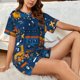 thumbnail image 4 of Fotbe Funny Steam Train Conjunto de Pijama Estampado para Mujer, 2 Piezas, Ropa de Dormir con Camiseta de Manga Corta y Shorts Suaves-XX-Large, 4 of 6