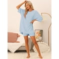 thumbnail image 2 of DARING DIVA Women's Plus Oversized Lounge Set T-Shirt and Biker Shorts Light Blue XL, 2 of 7