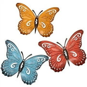 Juegoal Metal Butterfly Wall Art, Inspirational Wall Decor Sculpture Hanging for Indoor and Outdoor, 3 Pack