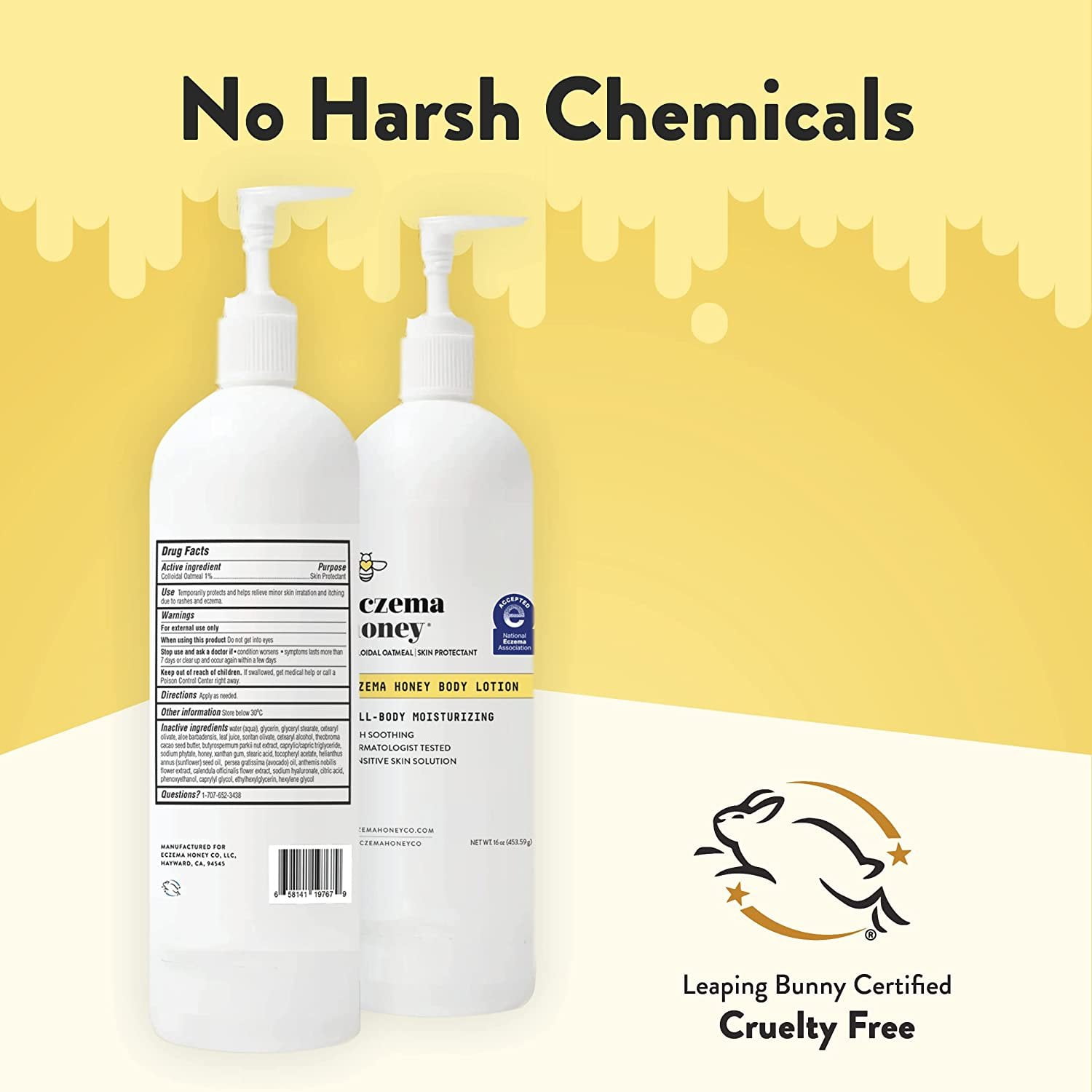 ECZEMA HONEY Oatmeal Body Lotion - Hand & Body Cream for Eczema Relief - Natural Dry Skin Repair (16 Oz)