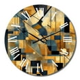 thumbnail image 4 of Designart "Cubist Visions in Gold II" Cubism Oversized Wall Clock, 4 of 5