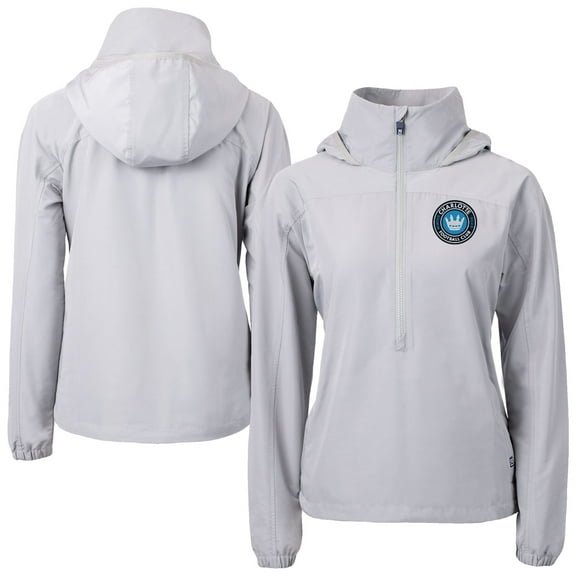 Women's-Cutter & Buck  Gray Charlotte FC Charter Eco Recycled Full-Zip Anorak Jacket