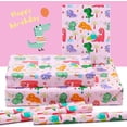 thumbnail image 3 of Pink Dinosaur Wrapping Paper for Girl Kids Boys, 6 Sheets Pink Dino Jurassic Birthday Gift Wrap Paper, 20 x 30 inch Per Sheet Gift Paper for Birthday, Baby Shower, Kindergarten Newborn, 3 of 7
