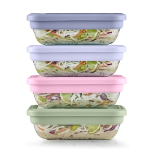 Ello Fresh Stack 3.7-Cup Glass Meal Prep Container Set, 8 Pieces