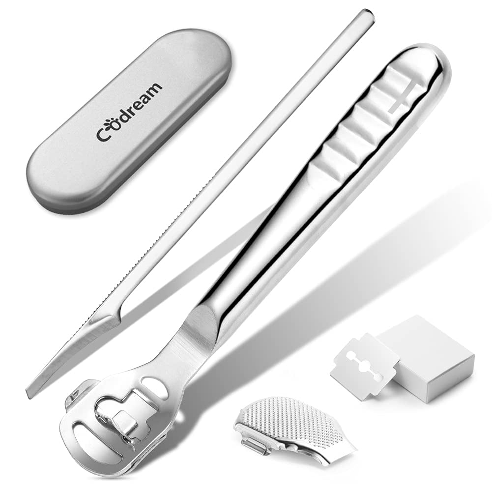 BEZOX Callus Shaver Remover for Feet, Pedicure Knife Foot Razor Includes  Dander Container with 10 PCS Callous Blades 