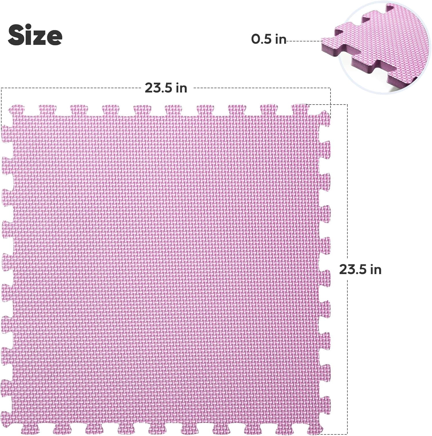 Home Gym Mat, Puzzle Exercise Mat, EVA Interlocking Foam Floor Tiles for Home Workout Equipment - Blue, 24 in x 24 in x ½ in - (Pink, 24 Pack(96 SQ FT))