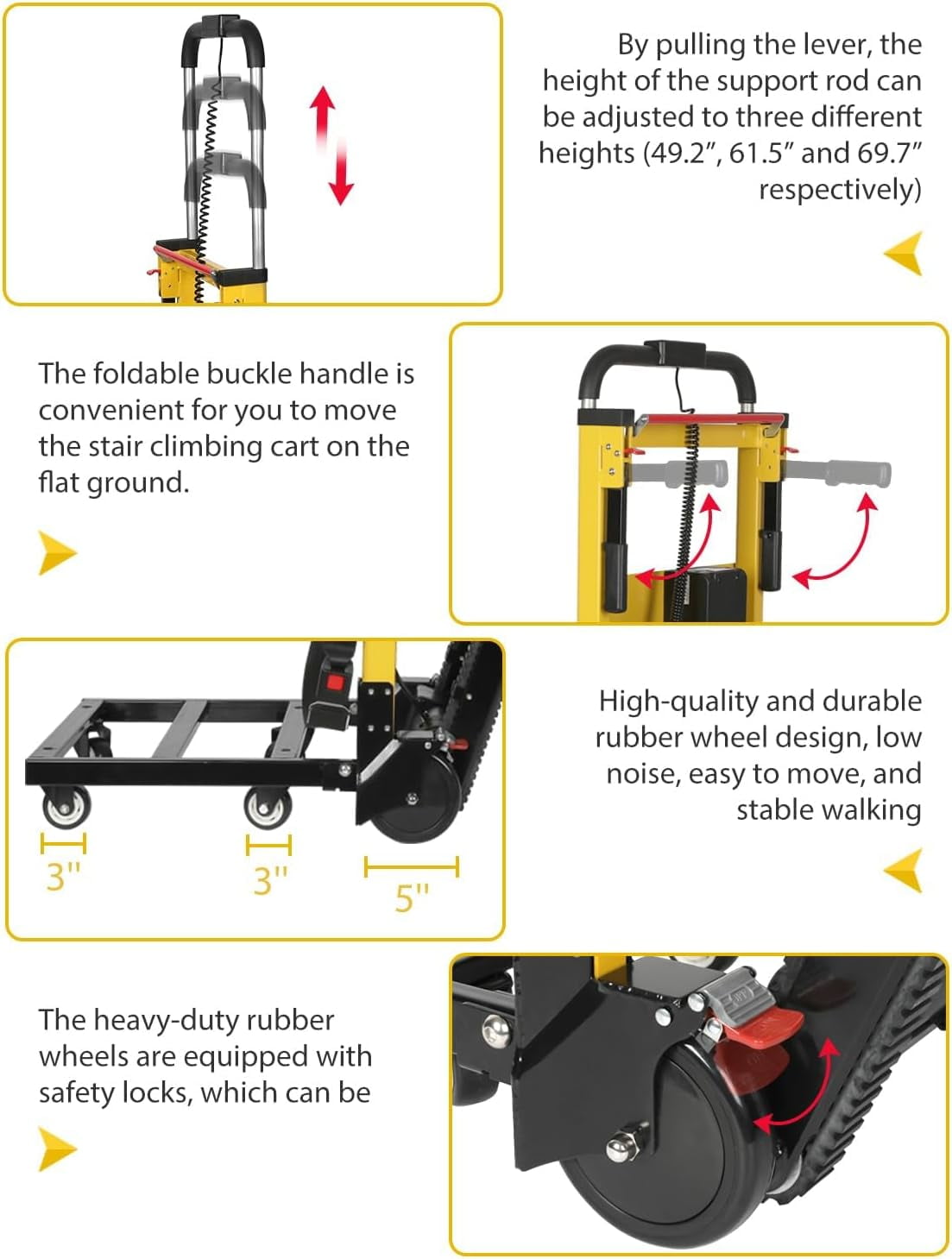 441 lbs Electric Stair Climbing Hand Truck Climbing Dolly with Rubber Tracks for Easy Moving Heavy Furniture Up/Down Stairs