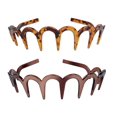 thumbnail image 1 of 2 uds., cómoda diadema con peine de dientes de tiburón para mujer, diadema con dientes en U, accesorio para el cabello para mujer (color café oscuro + marrón), 1 of 5