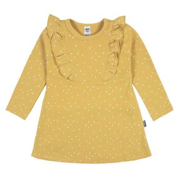 Gerber vestido amarillo algodón para bebe 12 meses a 5 años cómodo verano