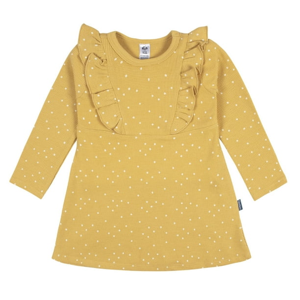 Gerber vestido amarillo algodón para bebe 12 meses a 5 años cómodo verano