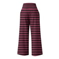 thumbnail image 5 of Annhoo Striped Pants for Women Casual Smocked High Waist Wide Leg Pants Flowy Loose Palazzo Trousers with Pockets, 5 of 5