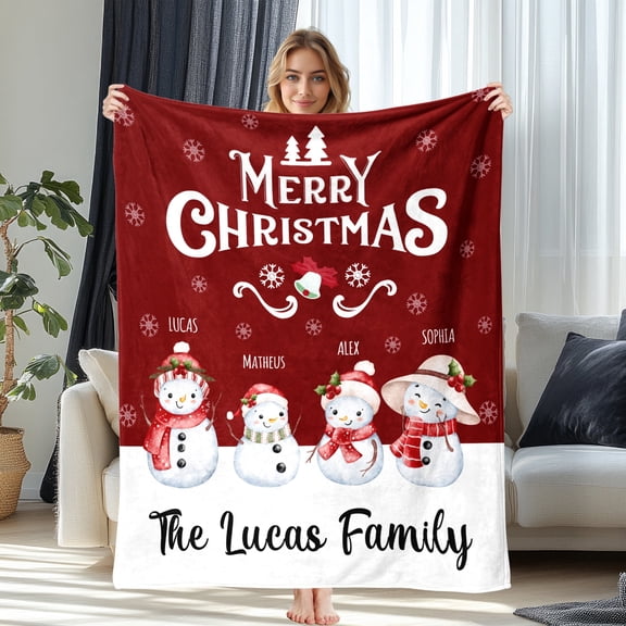 JML Custom Christmas Soft Flannel Blanket - Customized Name Throw Blanket, Eco-Friendly Printing