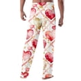 thumbnail image 3 of Fgvctg Valentine's Day Plus Size Pajamas for Men Comfy Sleepwear Wide Leg Pajamas Love Heart Print High Waisted Pj Pants Stretch Spring Fall Drawstring Lounge Pants with Pockets Beige M, 3 of 4