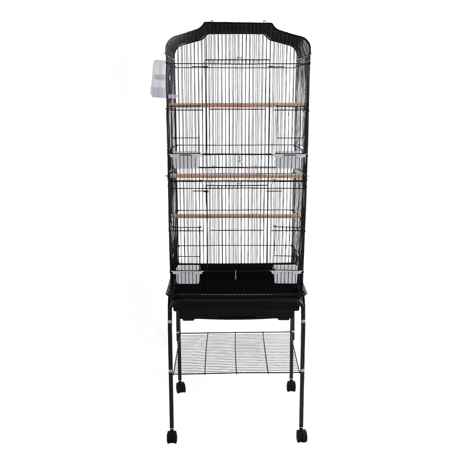 Extra Large Bird Cage, 54 Inch Wrought Iron Bird Cage Open Top Parakeet Cage w/Slide-Out Tray for Parrot, Cockatiel, Budgie, Parakeets, Lovebird, Small Medium Birds 18 * 14.6 * 54In(Black)