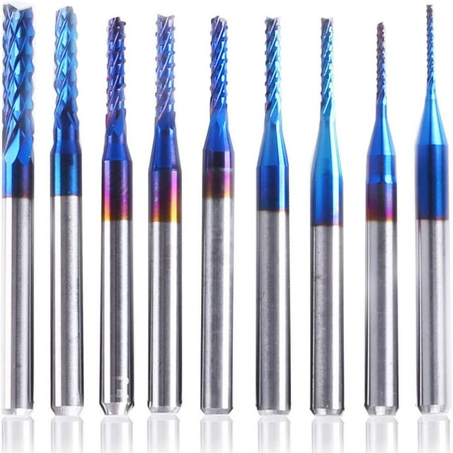 Milling Cutter Mill 10 Pack End Packs Bit Blue-Coated Shank Inch 1/8 Per Tools & Home Improvement Milling Cutter Set,Cnc End Mill,Hss Milling Tools,Router Bit Cutter,Metal Cutting Endmills,Wood Milli
