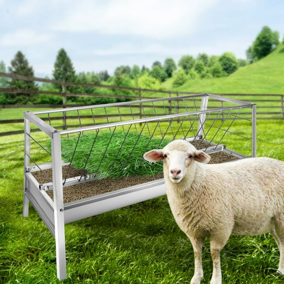Multi-Animal Feeder, 77 Gal Heavy-Duty Sink, Reinforced Frame, Livestock Feeder, Galvanized Steel Goat Pasture Feeder, for Outdoor Ranch, Goat, Sheep