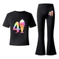 thumbnail image 4 of Tiijoy Big Girls Short Sleeve Graphic Tee Flared Pants Outfits Clothes Set, Sizes 9-10, 4 of 4