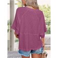 thumbnail image 3 of Women Crew‑Neck Batwing Half‑Sleeve Tee, Solid‑Color Loose‑Fit Flowy Casual Summer Tops, 3 of 8