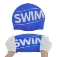 thumbnail image 5 of Unique Bargains 1 Pc Silicone Waterproof Letter Swim Cap Blue White, 5 of 5