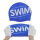 thumbnail image 5 of Gorro de natación impermeable de silicona con letras, 1 pieza, azul y blanco, 5 of 5