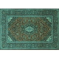 thumbnail image 1 of Ahgly Company Machine Washable Indoor Rectangle Medallion Turquoise Blue Traditional Area Rugs, 7' x 9', 1 of 4