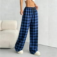 thumbnail image 5 of Horkkom Plaid Pajama Pants Women Trendy Spring Summer Lounge Pants Casual Loose Sleep Pants with Pockets Elastic Waist Drawstring S, 5 of 9