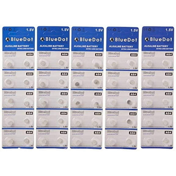 BlueDot Trading AG4 (also known as LR66 and LR636) Alkaline Button Cell Batteries - 50 Pack