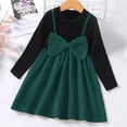 thumbnail image 2 of Dealovy Toddler Baby Girls Dresses Crewneck Long Sleeve Corduroy Dress Fall Winter Christmas Party Bow Pullover Outfits, 2 of 6