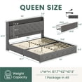 thumbnail image 5 of Breltam Velvet Upholstered Bed with Storage Drawers, Queen Size Platform Bed with LED Lights & Charging Station&Storage Shelves, Grey, 5 of 11