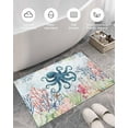 thumbnail image 5 of Shag Bath Rugs Ocean Octopus Coastal Coral Summer Beach Plush Soft Fluffy Doormat Floor Carpet,Non-Slip Living Room Bedroom Kitchen Entryway Door Mats Blue Gradient, 5 of 6