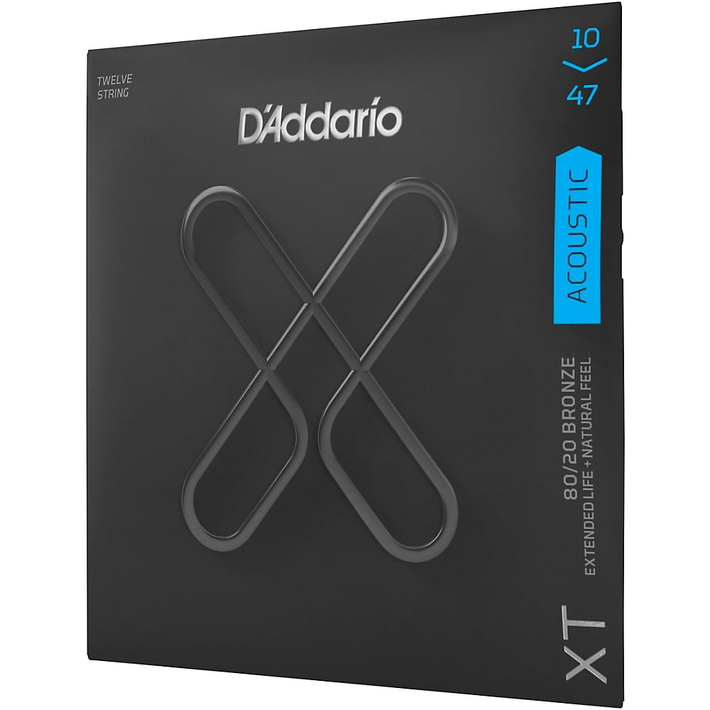 D'Addario - XTABR1047-12 - 12-String Acoustic Guitar String Set - XT Coated Light 10-47