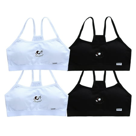 4 Pack Girls Padded Training Bras Girls Thin Cotton Wireless Light Sports Bra Sports Bra for Teens Bluet Bras for Girls