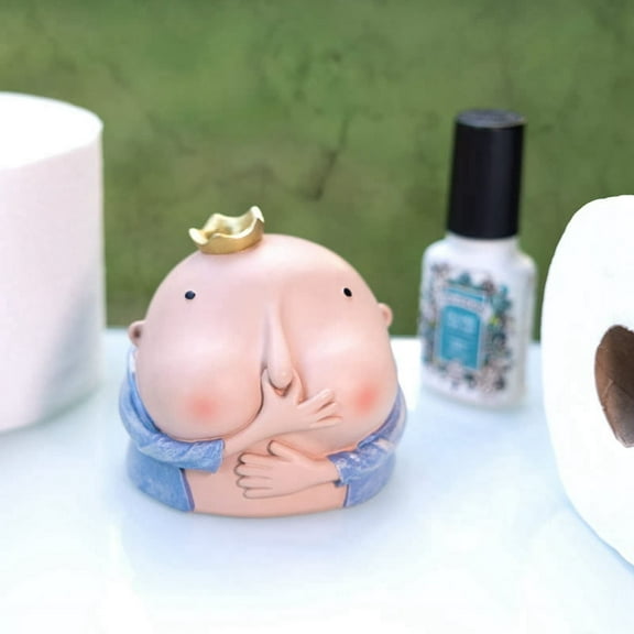 StinKing - Boy Holding Nose Sculpture - Primitive Kitschy Figurine - Funny Bathroom Decor 4.2Inch High