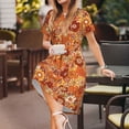 thumbnail image 3 of Fotbe Hippie Flower Vestido Largo de Moda para Mujer, Vestido Tipo Camiseta con Manga Corta y Estilo Casual a Rayas y Bloques de Color, 3 of 6