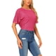 thumbnail image 4 of Camisa de lentejuelas INSPIRE CHIC para mujer, blusa brillante de manga dolman oversize, color rosa fuerte, 4 of 6