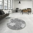 thumbnail image 3 of Ahgly Company Indoor Round Patterned Silver Gray Area Rugs, 7' Round, 3 of 6