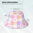 thumbnail image 3 of Yiaed Heart Buffalo Plaid Print Reflective Stripe Bucket Hat Unisex Funny Outdoor Fisherman Cap Beach Sun Hat, 3 of 5
