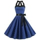 thumbnail image 2 of Moda para mujer A Line Flare Vintage Dress Halter BowKnot Prom Swing Manga corta Polka Dot Printing Party Dress Fridja  hj751, 2 of 6