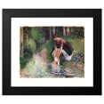 thumbnail image 2 of Camille Pissarro 24x20 Black Modern Framed Museum Art Print Titled - Woman Washing Her Feet in a Brook (1894), 2 of 5