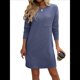 thumbnail image 2 of Vestido Mini Informal de Otoño para Mujer, con Cuello Redondo, Larga y Canalé Azul Real XXL, 2 of 8