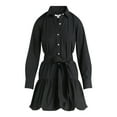 thumbnail image 5 of Free Assembly Women's Belted Bubble Hem Cotton Mini Dress with Long Sleeves, Sizes XS-XXL, 5 of 5